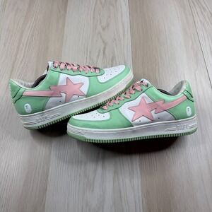Bape Sta Low M2 Mens Mint Green White Leather Low Top Sneaker Shoes Size 11